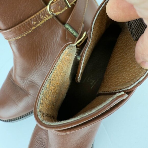 AIGLE Brown Leather Ankle Boots Tan β Chelsea French Booties EU 38 (37) US 7 - Picture 15 of 16